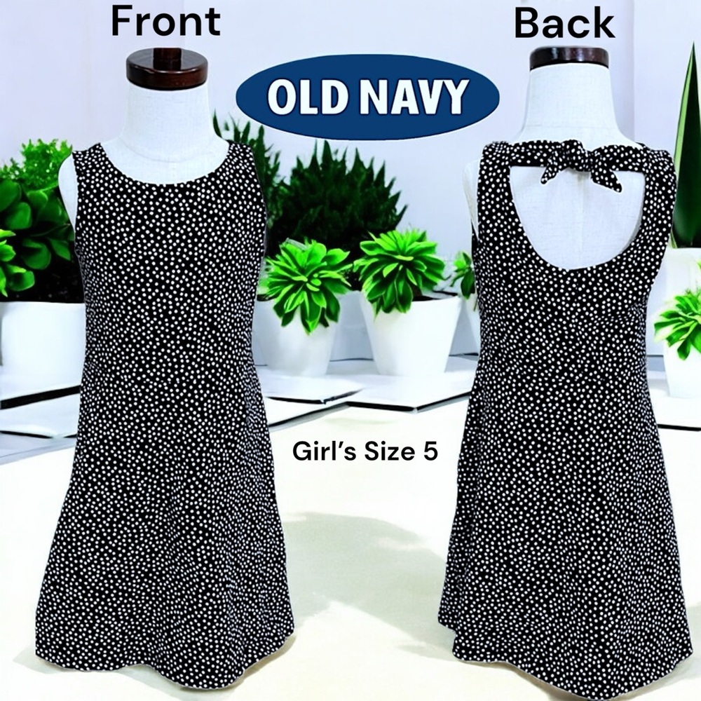 Old Navy Black White Polka Dot Fit & Flare Tank Dress